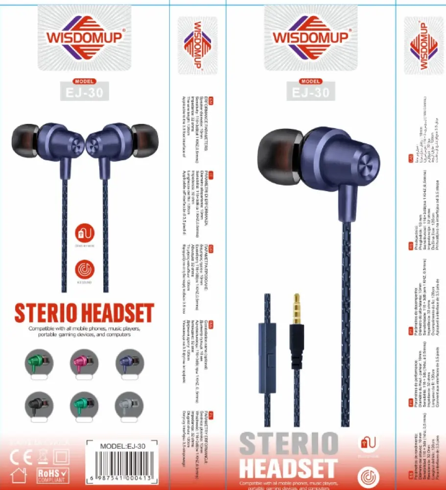 Wisdomup EJ-30 3.5mm Handsfree Earphones