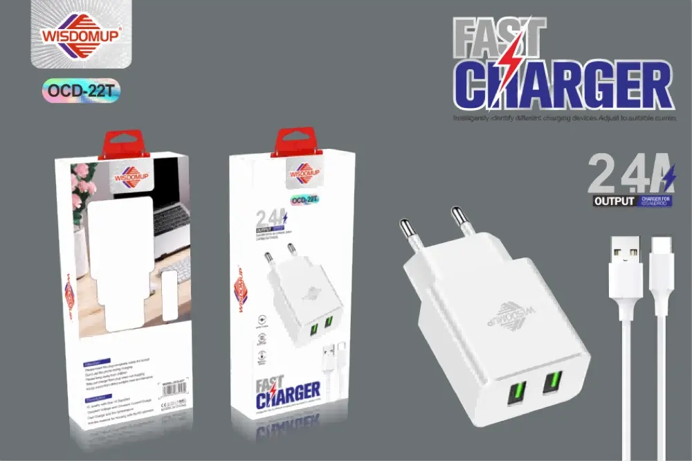 Wisdomup OCD-22 12W Dual USB Wall Charger with Cable