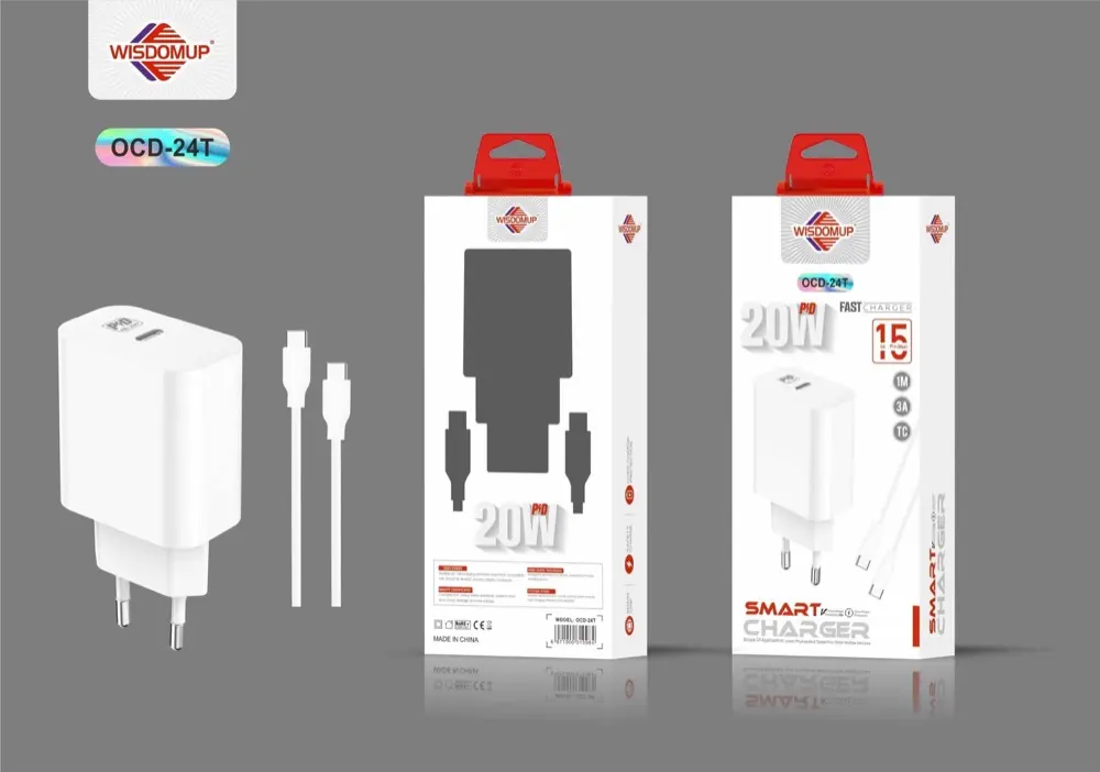Wisdomup OCD-24 20W PD USB-C Wall Charger with Cable