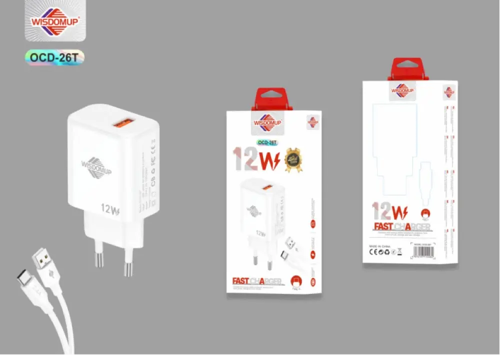 Wisdomup OCD-26 12W USB Wall Charger with Cable
