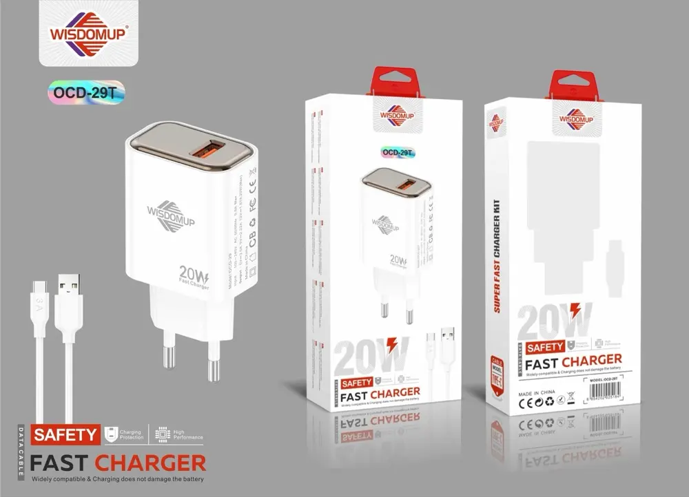 Wisdomup OCD-29 20W Fast USB Wall Charger with Cable