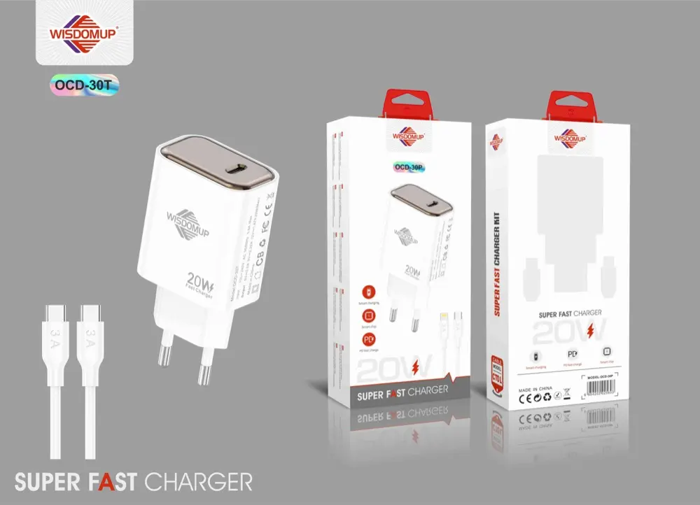 Wisdomup OCD-30 20W PD USB-C Wall Charger with Cable