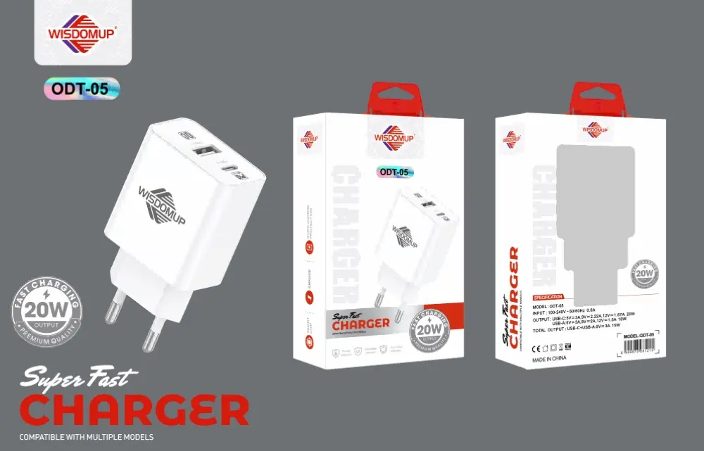 Wisdomup ODT-05 20W PD + 18W QC Dual Charger (Plug Only)