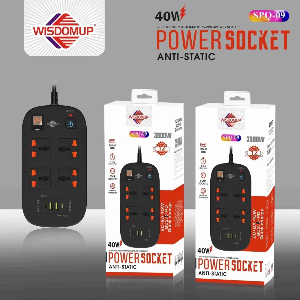 Wisdomup SPQ-09 4-Socket Power Strip with USB-C