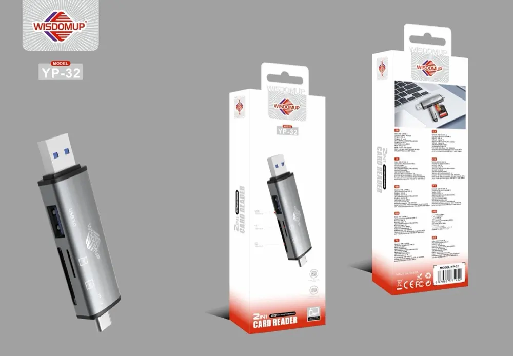 Wisdomup YP-32 USB-C / USB-A Card Reader