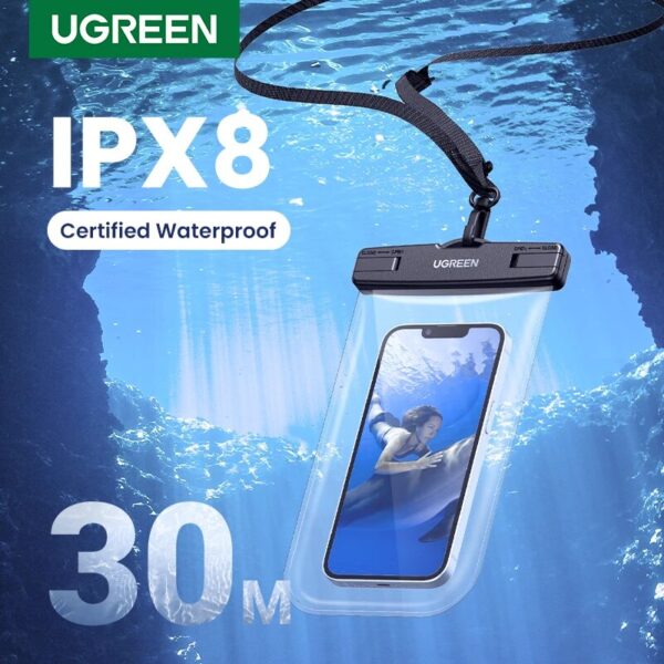 UGREEN 7.2 inch IPX8 Waterproof Phone Case Bag For iPhone 14 13 12 Pro Max Protective Case Universal Swimming Pouch Bag