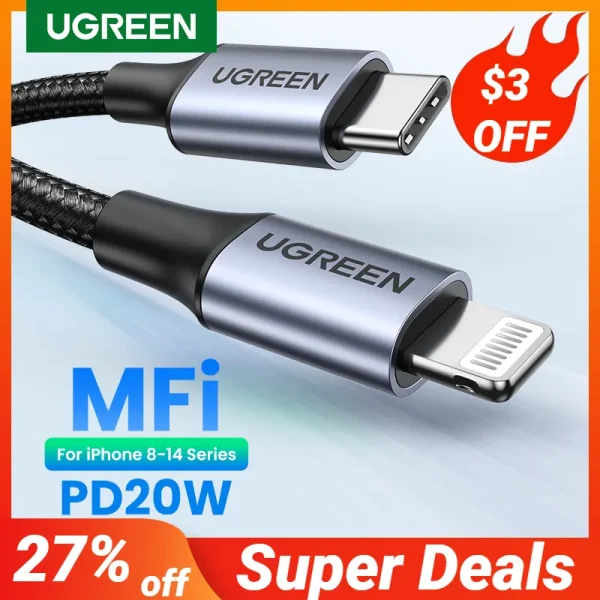 UGREEN MFi 20W PD USB Type C to Lightning Cable for iPhone