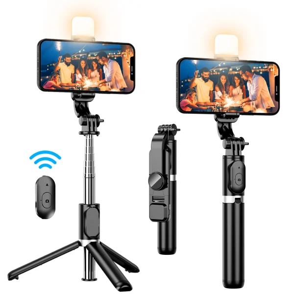 Portable 41 Inch Selfie Stick Tripod with Wireless Remote Extendable 360 Rotation