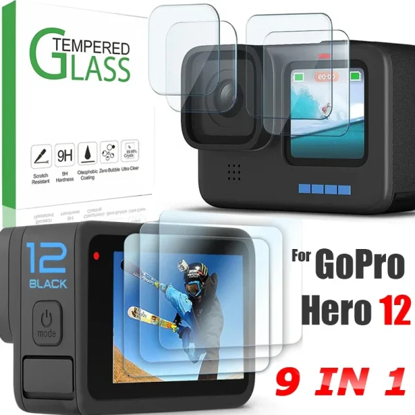 Tempered Glass Screen Protectors for GoPro Hero 12 Sports Action Camera